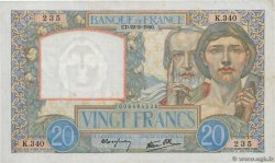 20 Francs TRAVAIL ET SCIENCE FRANKREICH  1940 F.12.02 fVZ