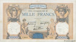 1000 Francs CÉRÈS ET MERCURE type modifié FRANCE  1938 F.38.27