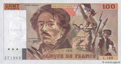 100 Francs DELACROIX imprimé en continu FRANCE  1990 F.69bis.02b UNC