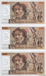 100 Francs DELACROIX imprimé en continu Consécutifs FRANCE  1993 F.69bis.05