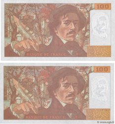 100 Francs DELACROIX imprimé en continu Consécutifs FRANKREICH  1993 F.69bis.07 ST