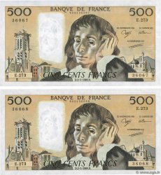 500 Francs PASCAL Consécutifs FRANCE  1988 F.71.38 pr.NEUF