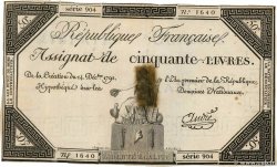 50 Livres FRANCE  1792 Ass.39a F+