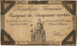 50 Livres Grand numéro FRANCE  1792 Ass.39a TB