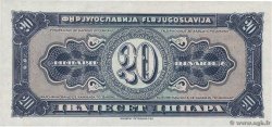20 Dinara Non émis YUGOSLAVIA  1951 P.067J FDC