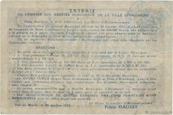 1 Franc Annulé FRANCE regionalism and miscellaneous Hautmont 1915 JP.59-1298 F+