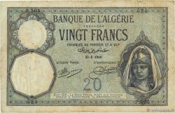 20 Francs ALGERIA  1919 P.078a
