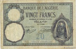 20 Francs ALGERIA  1920 P.078a VG