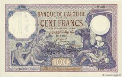 100 Francs ALGERIA  1921 P.081a