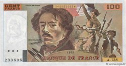 100 Francs DELACROIX imprimé en continu FRANCE  1990 F.69bis.01a AU