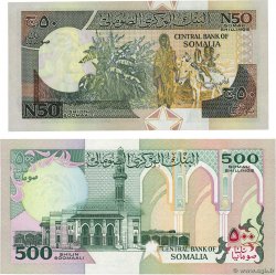 50 et 500 Shilin Lot SOMALIA  1989 P.36a et P.R2 UNC
