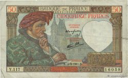 50 Francs JACQUES CŒUR FRANCE  1941 F.19.14 TB