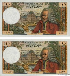 10 Francs VOLTAIRE Consécutifs FRANCE  1968 F.62.31