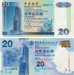 20 Dollars Lot HONG KONG  1994 P.297a et P.329a q.FDC