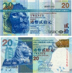 20 Dollars Lot HONG KONG  2003 P.207a et P.212 UNC-