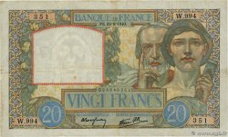 20 Francs TRAVAIL ET SCIENCE FRANCE  1940 F.12.06 TB