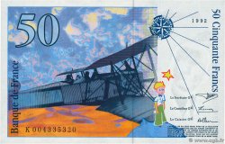 50 Francs SAINT-EXUPÉRY FRANCE  1992 F.72.01b UNC-