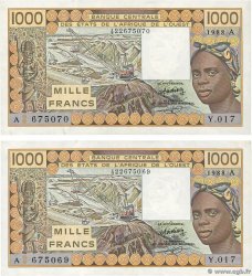 1000 Francs Consécutifs ÉTATS DE L AFRIQUE DE L OUEST  1988 P.707Ka