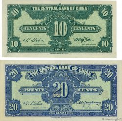 10 et 20 Cents Lot CHINA  1940 P.0226 et P.0227 SC+