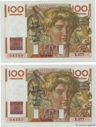 100 Francs JEUNE PAYSAN Consécutifs FRANCE  1950 F.28.28 SPL
