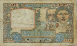 20 Francs TRAVAIL ET SCIENCE FRANCE  1942 F.12.21 TB