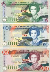 5, 10 et 20 Dollars Lot EAST CARIBBEAN STATES  1994 P.31u, P.32u et P.33u UNC
