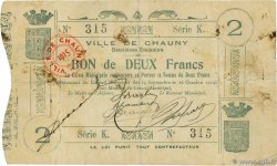 2 Franc FRANCE regionalism and miscellaneous Chauny 1914 JP.02-0466 F+