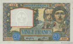 20 Francs TRAVAIL ET SCIENCE FRANCE  1941 F.12.12 VF+