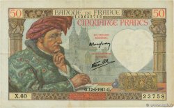 50 Francs JACQUES CŒUR FRANCE  1941 F.19.08 VF