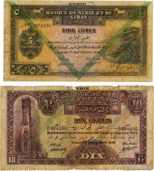 5 et 10 Livres Lot SYRIA  1939 P.041d et P.042c