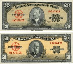 20 et 50 Pesos Lot CUBA  1958 P.080b et P.081b SPL