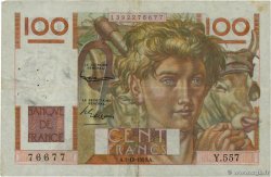 100 Francs JEUNE PAYSAN filigrane inversé FRANCE 1953 F.28bis.03