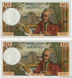 10 Francs VOLTAIRE Consécutifs FRANCE 1971 F.62.52
