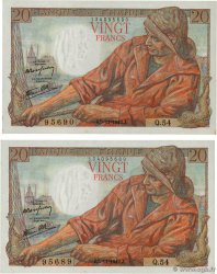 20 Francs PÊCHEUR Consécutifs FRANCE 1942 F.13.04