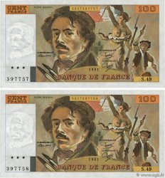 100 Francs DELACROIX modifié Consécutifs FRANCE 1981 F.69.05 NEUF