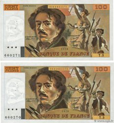 100 Francs DELACROIX Consécutifs FRANCE  1978 F.68.03