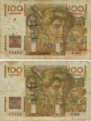 100 Francs JEUNE PAYSAN filigrane inversé FRANCE  1953 F.28bis.03 pr.B
