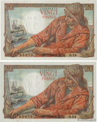 20 Francs PÊCHEUR Consécutifs FRANCE  1942 F.13.04