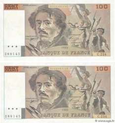 100 Francs DELACROIX imprimé en continu Faux FRANCE  1993 F.69bis.08x