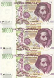 50000 Lire Lot ITALIE  1992 P.116a/b/c