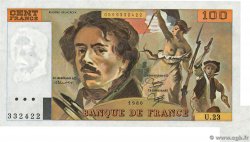 100 Francs DELACROIX imprimé en continu Fauté FRANCE  1980 F.69.04a