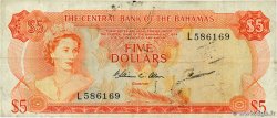 5 Dollars BAHAMAS  1974 P.37b MB