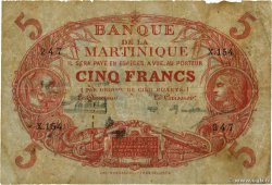 5 Francs Cabasson rouge MARTINIQUE  1929 P.06A