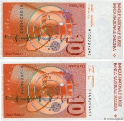 10 Francs Consécutifs SWITZERLAND  1991 P.53j UNC