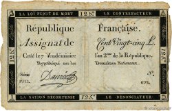 125 Livres FRANCE  1793 Ass.44a pr.TTB