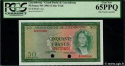 50 Francs Spécimen LUXEMBURGO  1961 P.51sct FDC