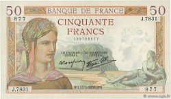 50 Francs CÉRÈS modifié FRANCE  1938 F.18.10 VF+