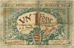 1 Franc MONACO  1920 P.05 pr.B