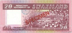20 Emalangeni Spécimen SWAZILAND  1974 P.05s NEUF