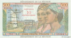 10 NF sur 500 Francs Pointe à Pitre ÎLE DE LA RÉUNION  1971 P.54b SPL+